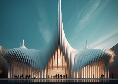 Building Emphasizing the Mosque’s Cultural Significance Through Dynamic Architecture